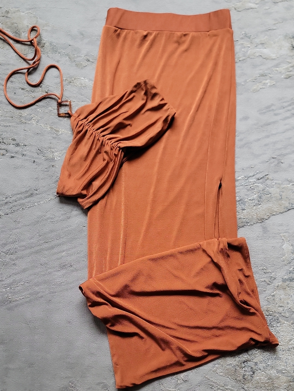 Meshki Rust Orange Maxi Skirt Set